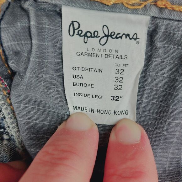 VTG Men 32x32 Pepe Jeans London Baggy Wide Leg Streetwear Skater Y2K Embroidered - Picture 4 of 8